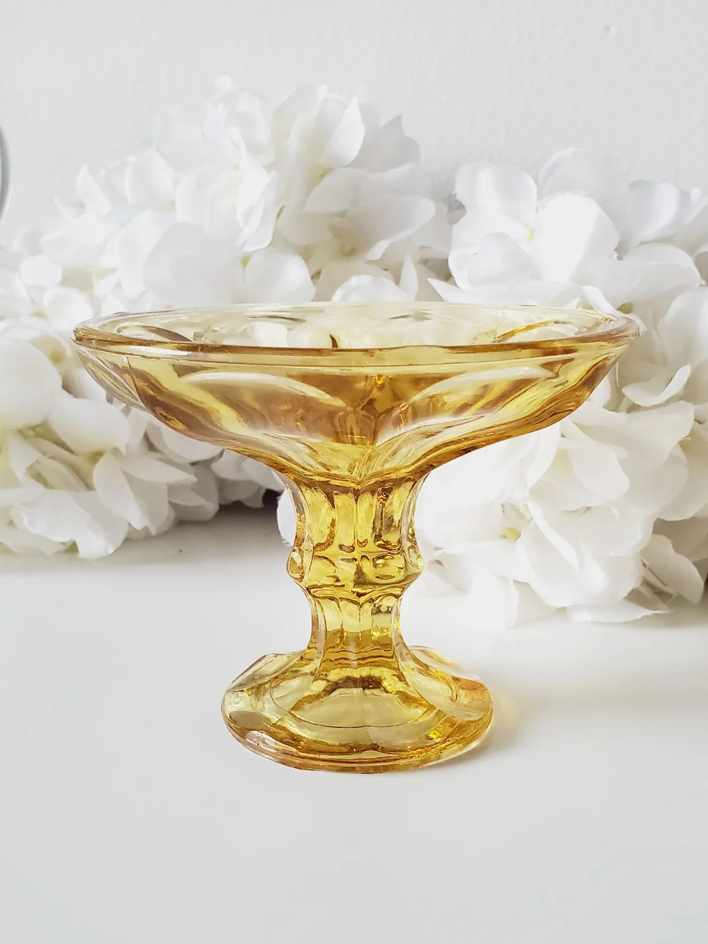 Vintage Amber Glass Compote Dish - Pedestal Centerpiece